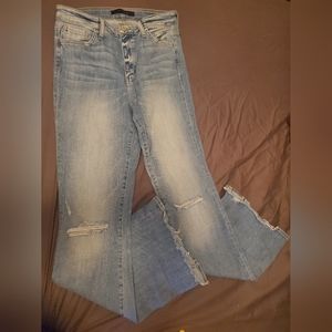 Flying Monkey Size 28 high-rise light wash flare